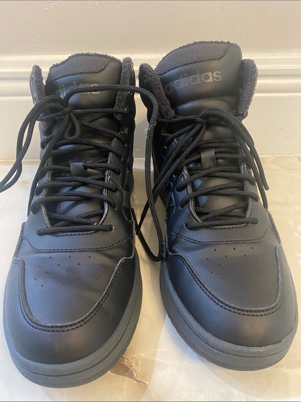 adidas Men’s Black Lace-Up High-Top Boots